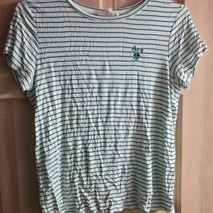 Striped Green and White Short Sleeve Tee